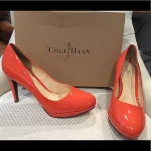 Cole Haan Nike Air Patent Orange Heels 6.5 Worn 2x